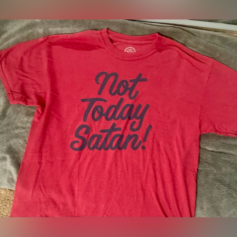 Don’t Mess With Texas “Not Today Satan” Graphic Tee – Men’s XL Red Funny Shirt